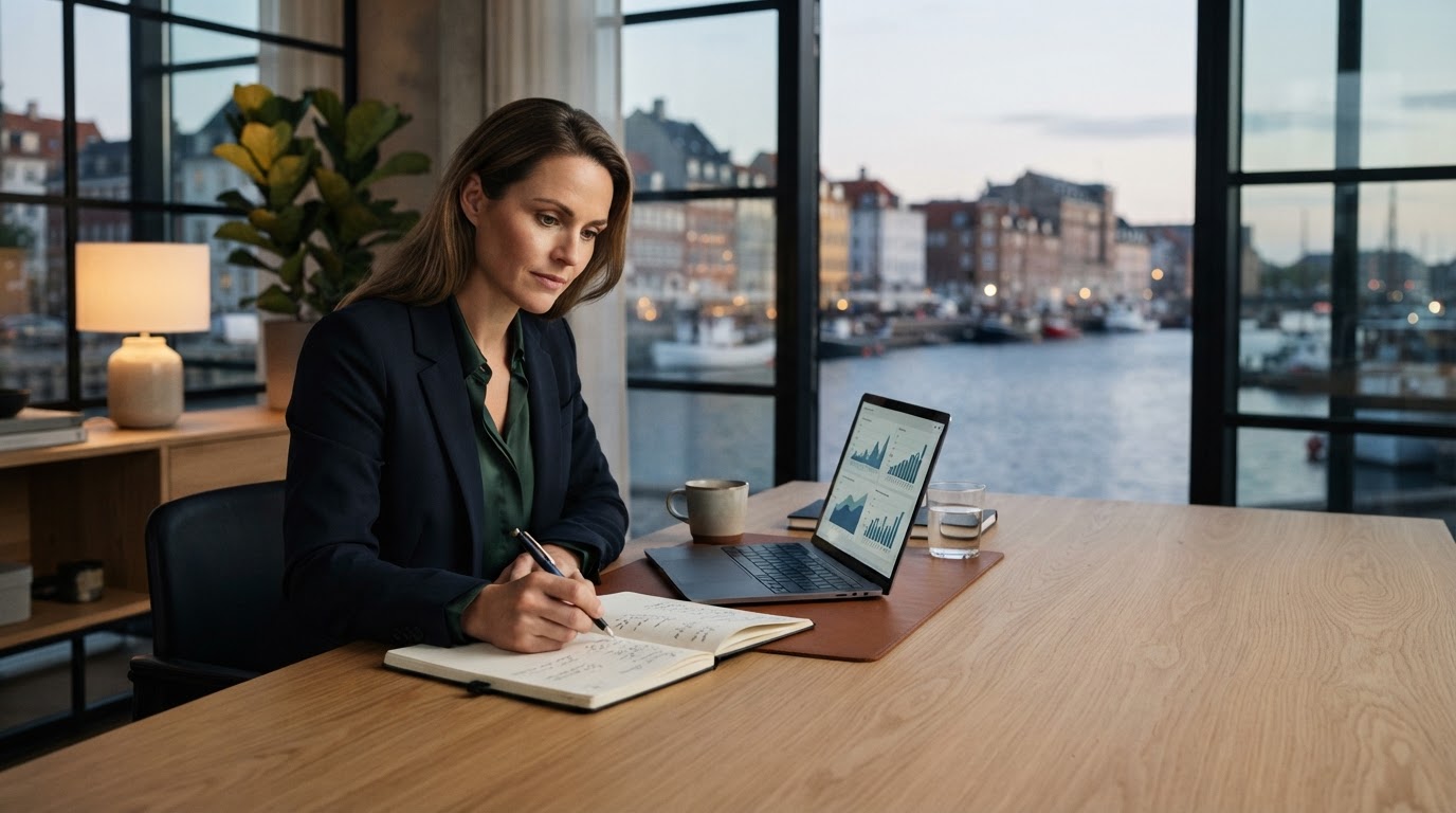 AndelStærk — visuel repræsentation af dataanalyse og digital sikkerhed i finansielle beslutninger